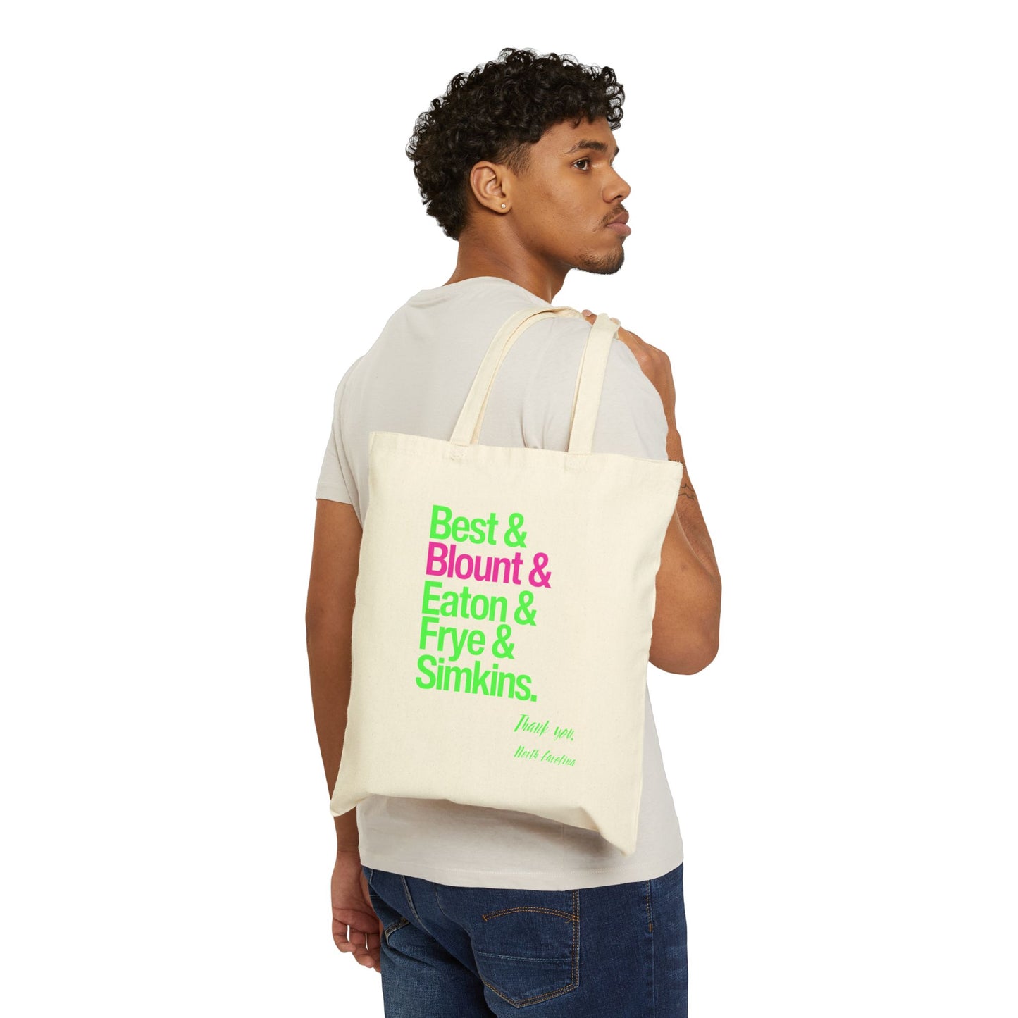 Tote Bag — Best & Blount & Eaton & Frye & Simkins Neon List Cotton Canvas Tote