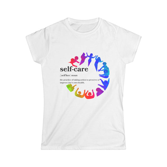 Self-Care Women's Softstyle Tee - Empowering Positive Vibes for Everyday Wellness