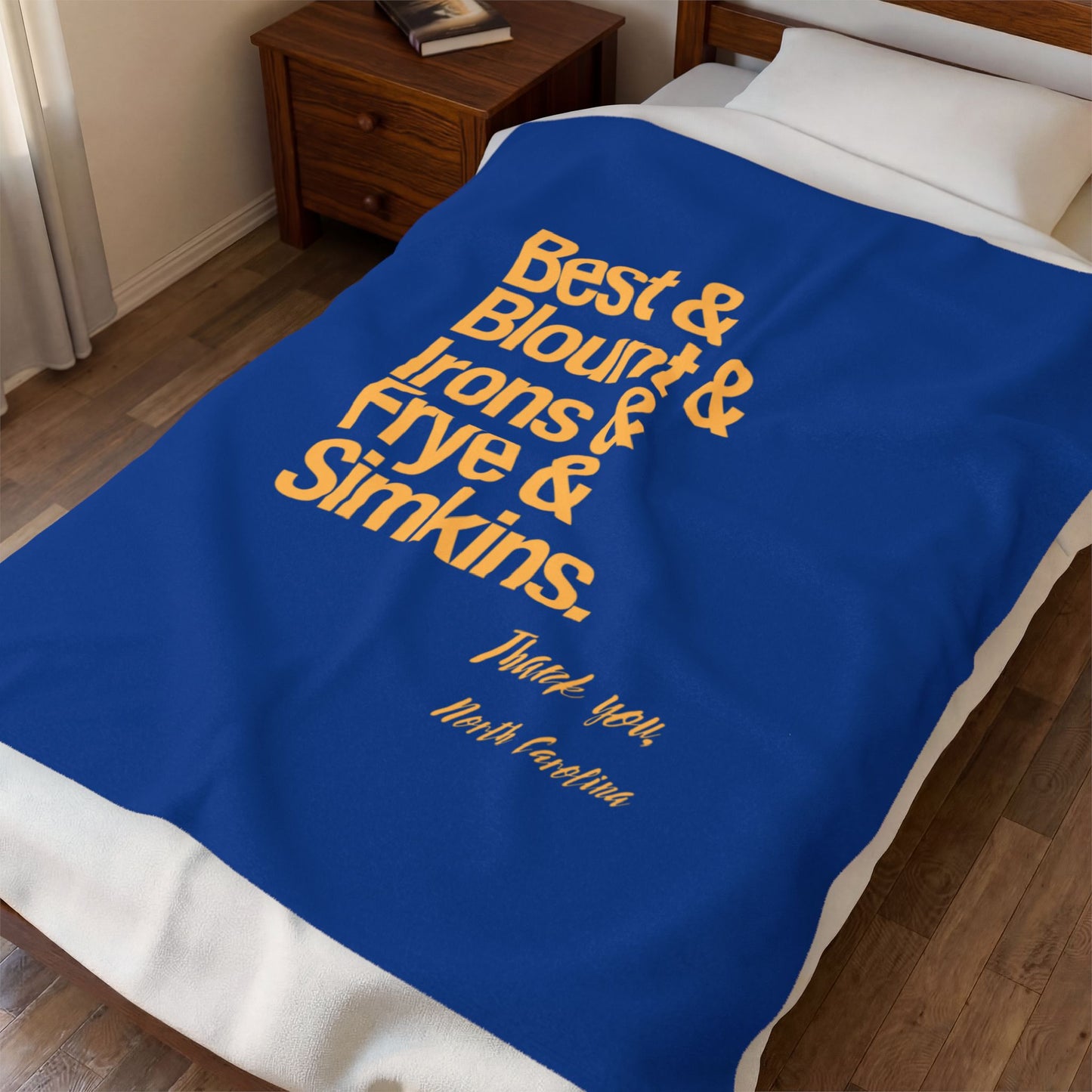 Velveteen Plush Blanket — Blue Team Roster Typography Throw (Best & Blount & Irons & Frye & Simkins)