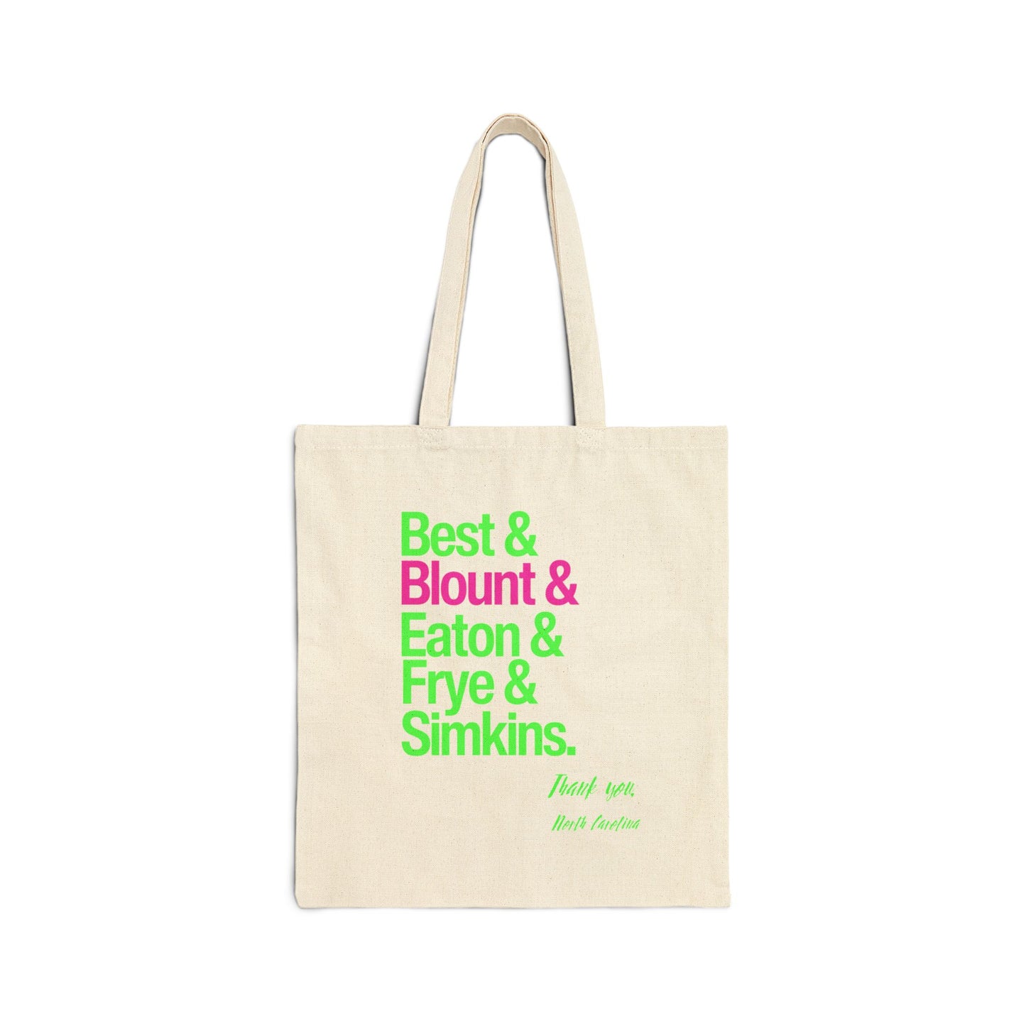 Tote Bag — Best & Blount & Eaton & Frye & Simkins Neon List Cotton Canvas Tote