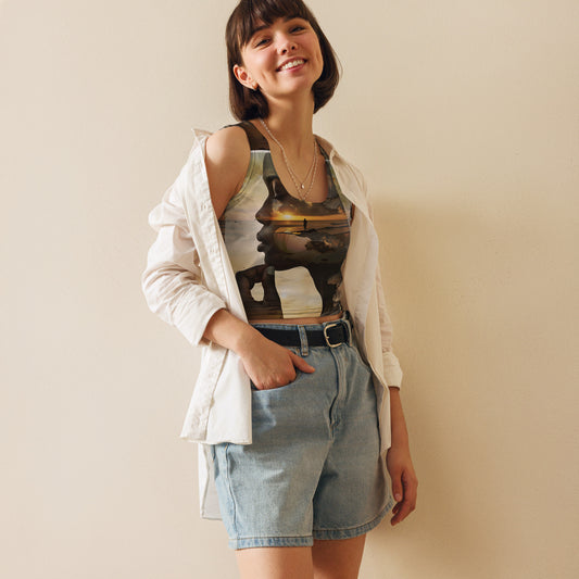 All overprint woman at peace Crop Top